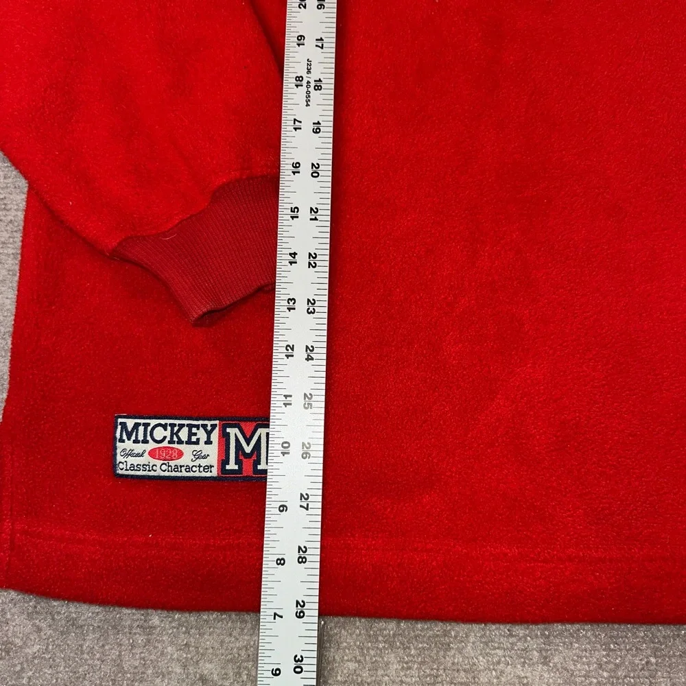 Vintage Disney Store Mickey Mouse Red Fleece Quarter Zip Pullover Medium
